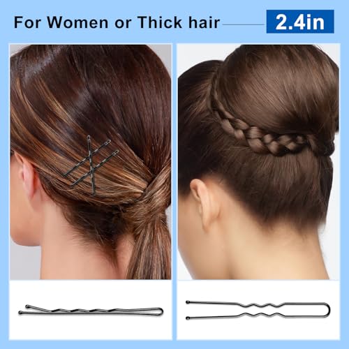 Bobby Hair Pins Kit - U Shaped Black Pins for Women, 200pcs