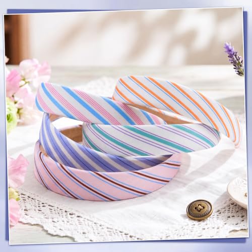 obeoby Stripe Headbands for Girls - Back to School Hair Accessories, 5 Pack