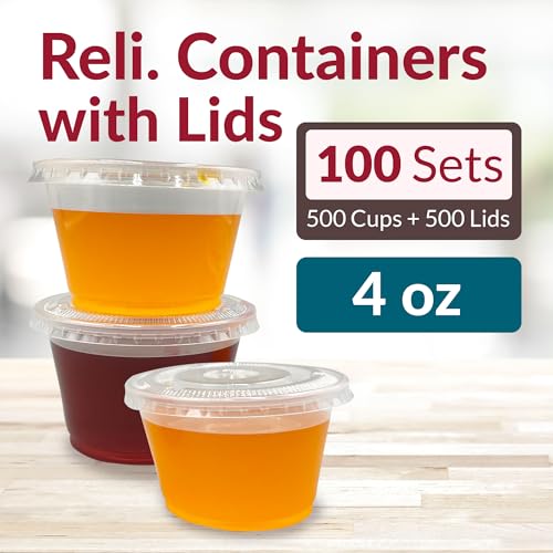 Reli 4 oz Disposable Portion Cups with Lids - 100 Sets, BPA-Free