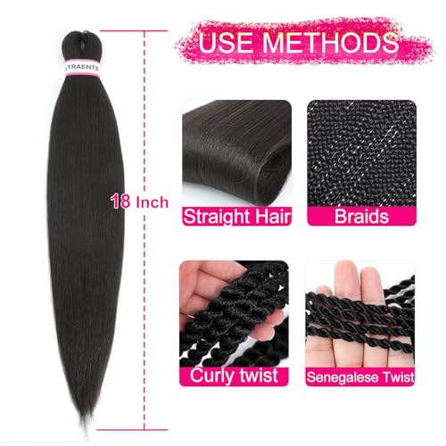 ATRAENTE 18 Inch Pre-Stretched Braiding Hair - Deep Brown (8 Packs)