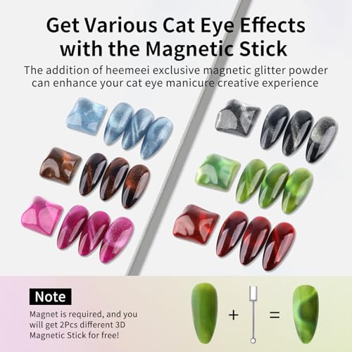 Heemeei Cat Eye Gel Nail Polish Set 6x8ml with Magnetic Stick – Variation Set1