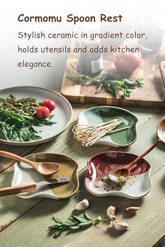 Ceramic Spoon Rest for Kitchen - Heat-Resistant Utensil Holder