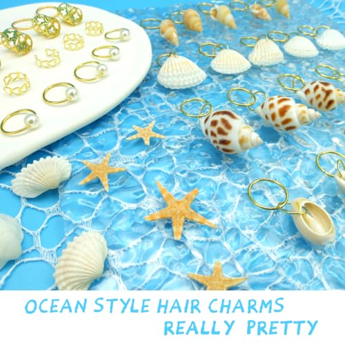 60PCS Gold Seashell Hair Jewelry Clips for Braids & Dreadlocks