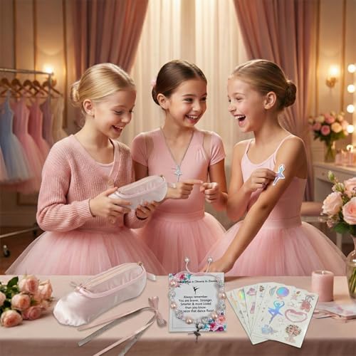 CECKQUE Ballet Pointe Shoe Makeup Bag P-Set for Girls Dance Recital Gift