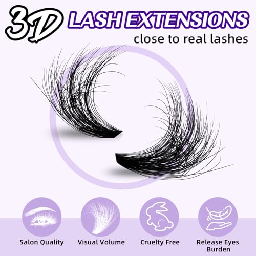 B&Q Fluffy Lash Clusters Kit - 70D+90D Wispy DIY Individual Eyelashes