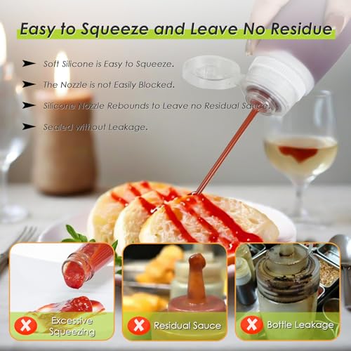 Leak-Proof Silicone Squeeze Bottles for Sauces - 4 Pack (4 oz)