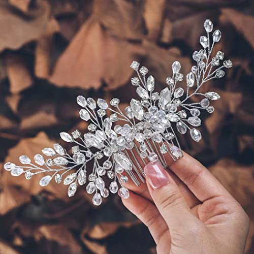 Unicra Silver Bride Hair Comb A-Silver - Rhinestone Bridal Headpiece