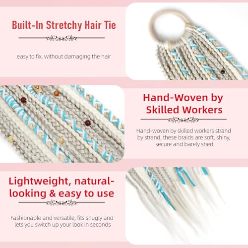 24 Inch Braided Hair Extensions Ponytail - Handmade Boho Dreads