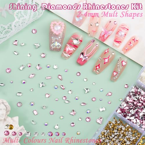 10000pcs Nail Charms Kit - 3D Bow, Heart, Flower Gems & Rhinestones