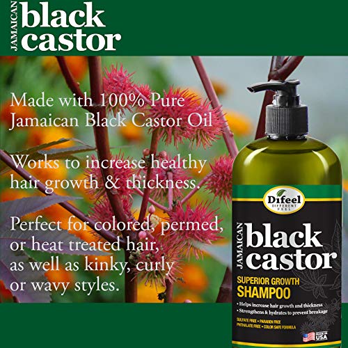 Difeel Jamaican Black Castor Shampoo 12 oz - Sulfate Free for Hair Growth