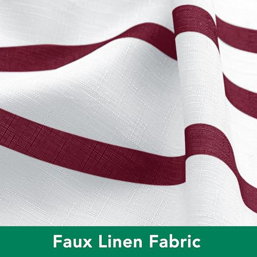 Biscaynebay Burgundy & White Modern Shower Curtain - 72"x72" Luxury Linen