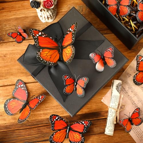 Orange Monarch Butterfly Hair Clips Set for Party & Holiday Decor - 30 Pieces