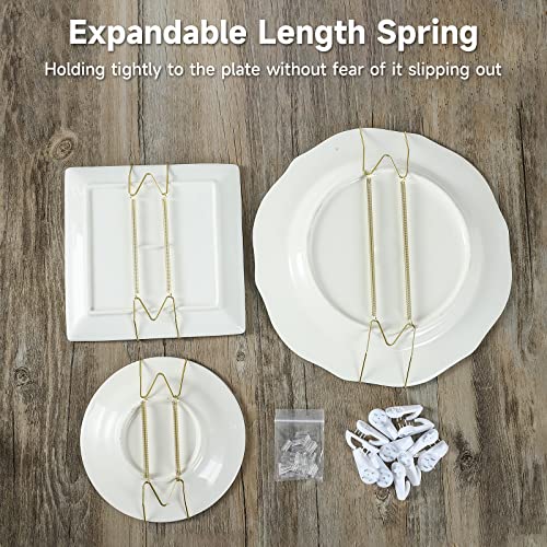 4-Inch Brass Plate Hangers with 12 Wall Hooks for Decorative Plates