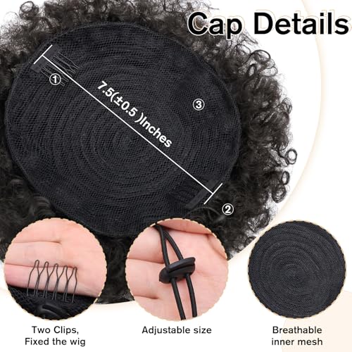 AISI QUEENS Short Afro Puff Drawstring Ponytail, Large, 1B#