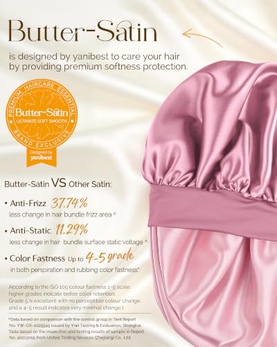 YANIBEST Extra Long Satin Sleep Bonnet with Adjustable Tie Band
