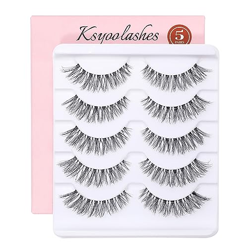 KSYOO Clear Natural A9 Wispy Cat Eye D Curl Fake Eyelashes 8-15mm Faux Mink