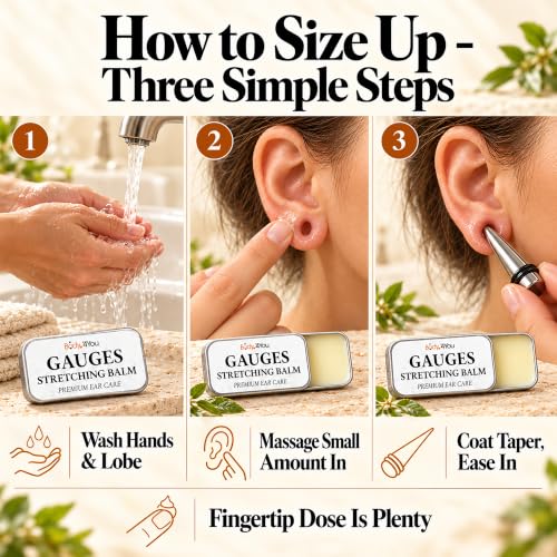 BodyJ4You 0.35 Oz Ear Stretching Balm with Jojoba & Castor Oil for Gauges