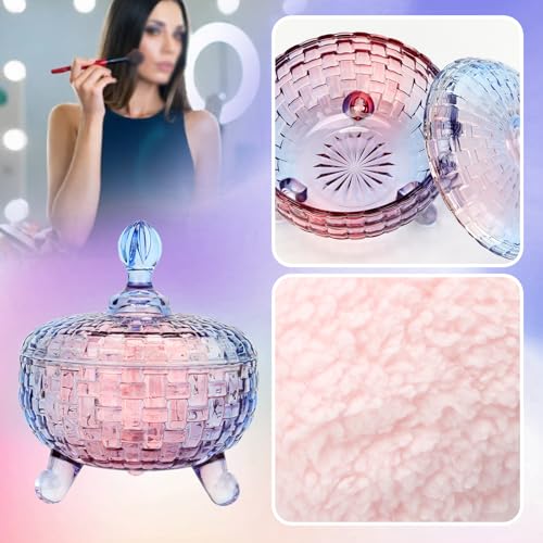 Large Glass Body Powder Container with 5.9-inch Soft Velour Powder Puff