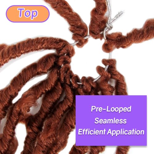 Butterfly Locs Crochet Hair 14 Inch - Curly End Faux Locs 350# (Ginger Red) - Pack of 6