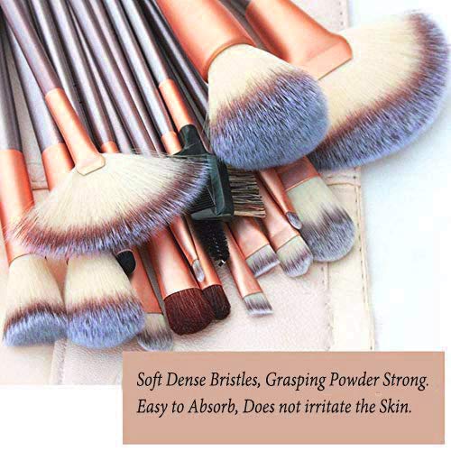NEVSETPO Champagne 28-Piece Travel Makeup Brush Set with Bag & Accessories