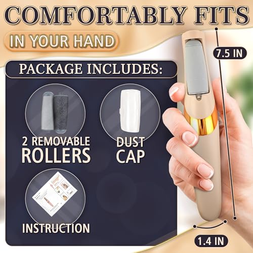 Beige Electric Foot Callus Remover with 2 Speed Modes & Rollers - AZZORI