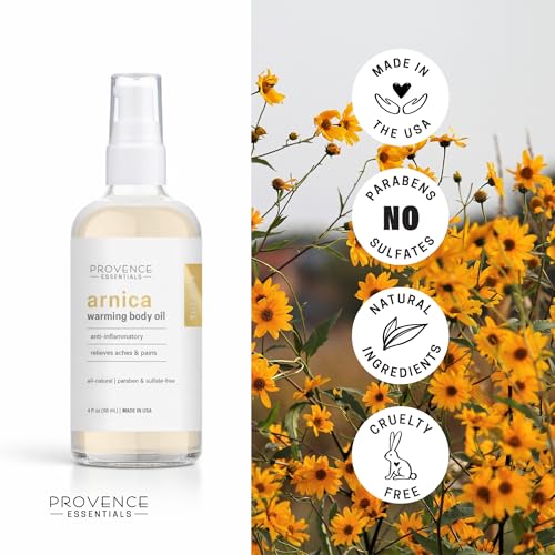 Provence Essentials Arnica Warming Body Oil - Natural Massage Oil, 4 fl oz