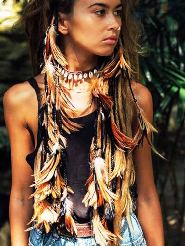 GORTIN Boho Feather Headband for Women - Hippie Indian Costume Hair Accessory