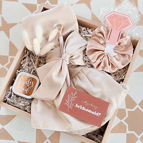 Champagne Bridesmaid Scrunchies - 10 Pack Hair Ties for Weddings