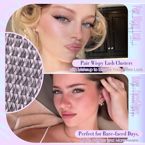 Lash Clusters Kit Wispy Natural Cluster Eyelash Extension Kit DIY Lash Extension Kit C-curly 10-16MM Eyelash Clusters Volume Individual Lashes Kit by Newcally