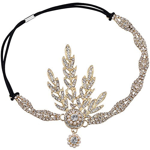 Gold Art Deco 1920s Flapper Pearl Headpiece Headband