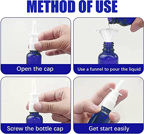 Cupohus 30ml Glass Nasal Spray Bottles, 3-Pack Leak-Proof Travel Atomizers
