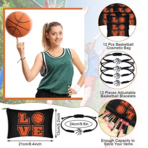 Kajaia 24 Pcs Black Basketball Makeup Bag & Bracelet Set