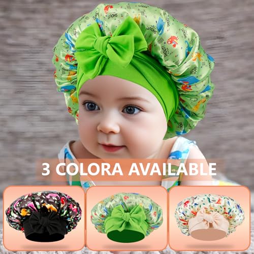3-Piece Kids Satin Hair Bonnet Set - Soft Sleep Cap for Children