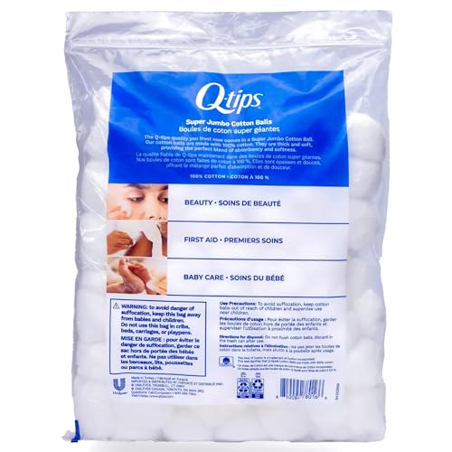 Q-tips Cotton Swabs (300 Count) & Jumbo Cotton Balls (100 Count) - 100% Cotton for Beauty & First Aid