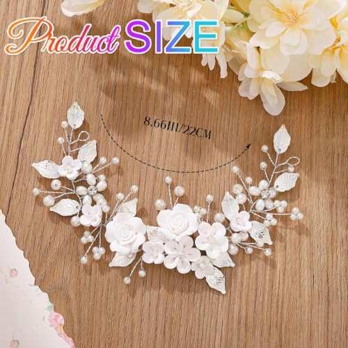 Silver Pearl Flower Bridal Hair Vine for Wedding and Prom