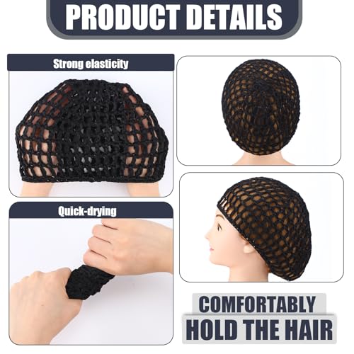 Geyoga 12 Pcs Reusable Black Mesh Hair Nets for Sleeping & Hair Styling