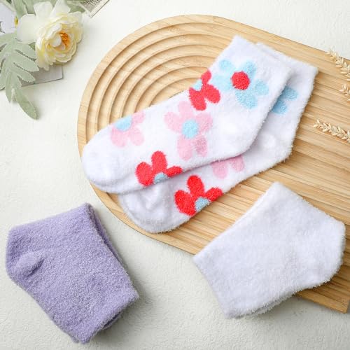 Tarpop Aloe Socks Women Moisturizing Gel Sleep Socks Floral Purple 3 Pairs