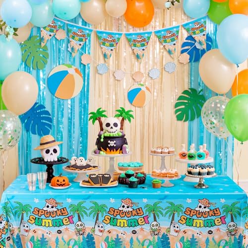 Hahafelt 3-Pack Summer Halloween Tablecloths - Spooky Ghost & Skull