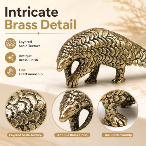 Brass Pangolin Statue - Unique Retro Decorative Figurine for Home & Office