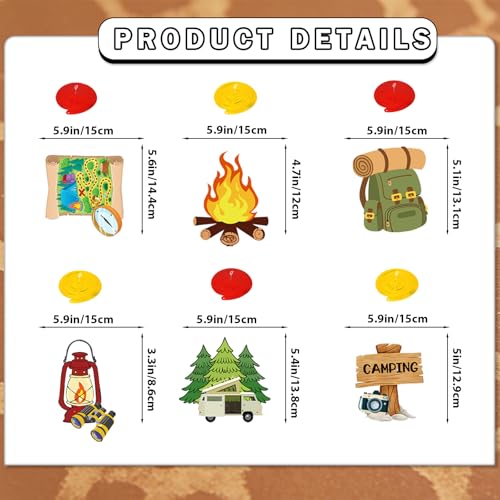 Camping Birthday Party Decorations Set - Rustic Kit with Banner, Swirls, and Centerpieces