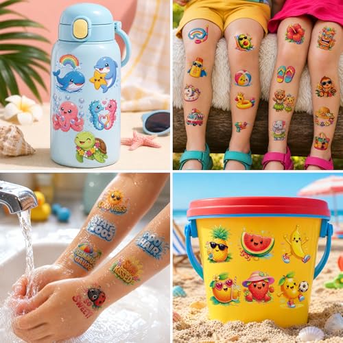 JCFIRE Summer Temporary Tattoos for Kids & Adults - Waterproof Party Favors