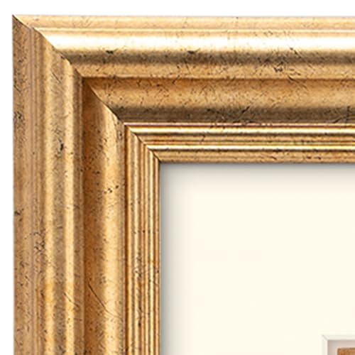 5x7 Distressed Gold Bevel Picture Frame with Mat for 4x6 Photos