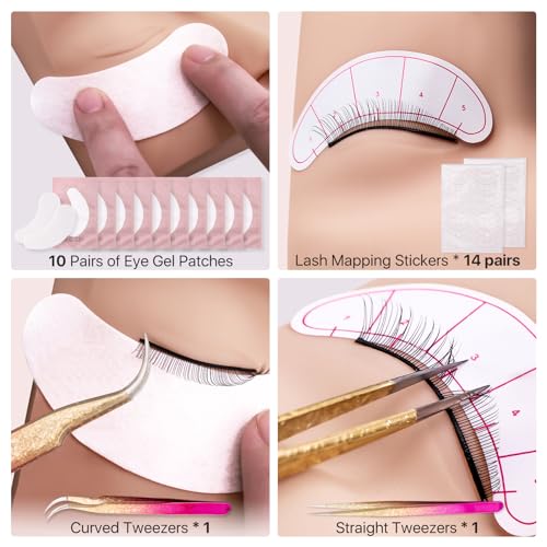 Eyelash Extension Training Kit for Beginners with Mannequin Head
