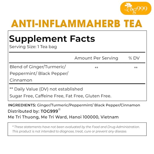 Organic Anti-Inflammaheb Tea Bags - 20 Count, Ginger & Turmeric Blend