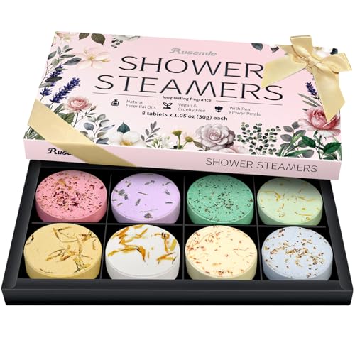 Pink Shower Steamers Aromatherapy Gift Set - 8 Pack for Relaxation, Spa, and Self Care