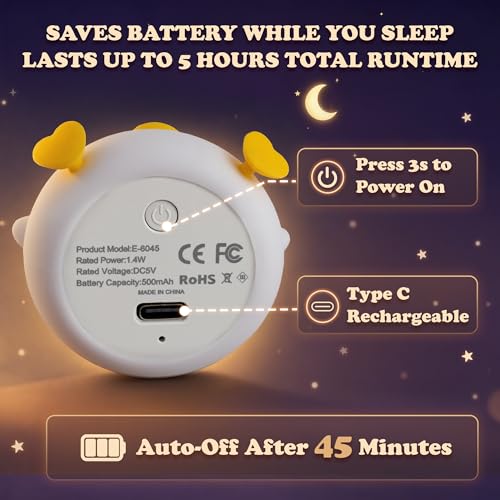 Mini Duck Night Light - 8 Color Changing Silicone Lamp for Kids