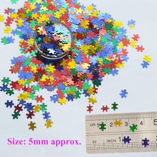 Holographic Puzzle Piece Nail Glitter Sequins - 50g Mix Colors