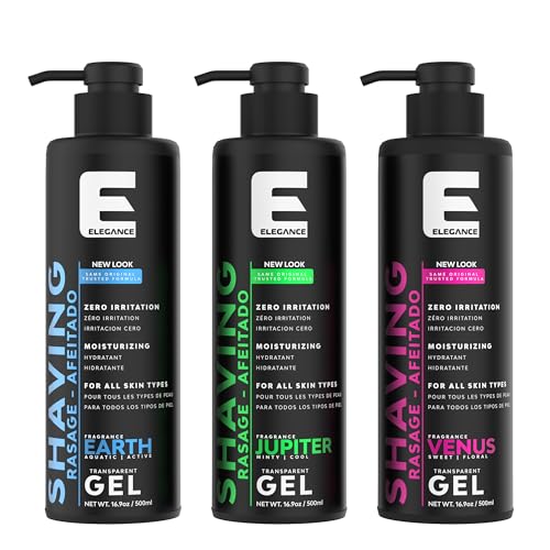 E Elegance Transparent Shaving Gel, Jupiter Scent - 16.9 oz Clear Formula
