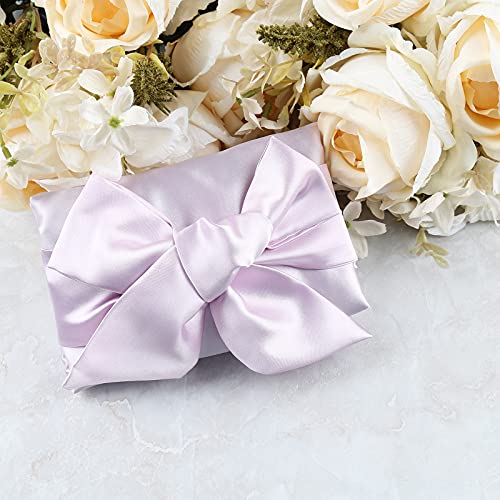 X-Large Satin Sleep Bonnet for Women - Double-Layer Long Hair Cap with Tie Band, Lilac Purple