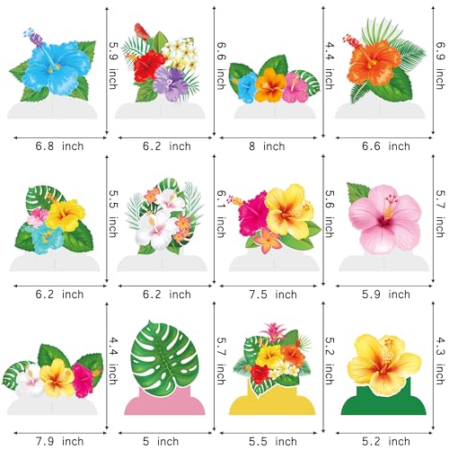 Hawaiian Hibiscus Honeycomb Centerpieces - 12PCS Tropical Decor
